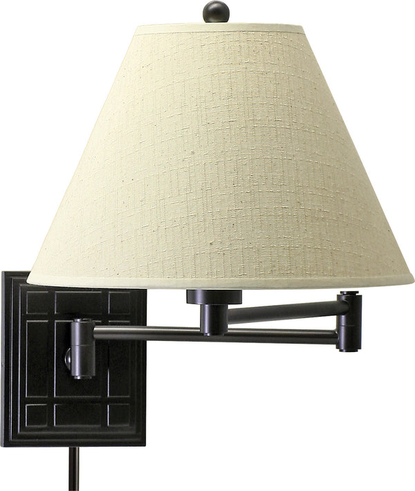 House Of Troy Wall Swing Arm Lamp - Elegant Light Fixture With Ies Diffuser And Stylish Fabric Shade For Soft Glow Oil Rubbed Bronze Metal Ws750-ob