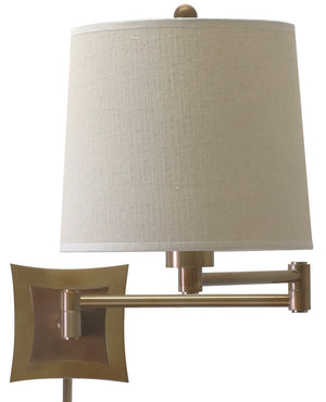 House Of Troy Wall Swing Arm Lamp - Elegant Light Fixture With Ies Diffuser And Stylish Fabric Shade For Soft Glow Antique Brass Metal Ws752-ab