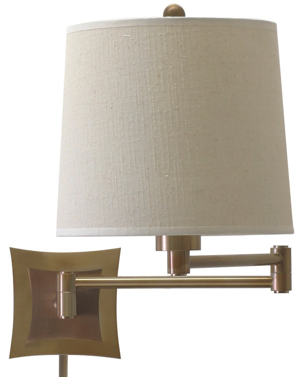 House Of Troy Wall Swing Arm Lamp - Elegant Light Fixture With Ies Diffuser And Stylish Fabric Shade For Soft Glow Antique Brass Metal Ws752-ab