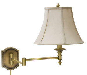House Of Troy Wall Swing Arm Lamp - Elegant Light Fixture With Ies Diffuser And Stylish Fabric Shade For Soft Glow Antique Brass Metal Ws761-ab