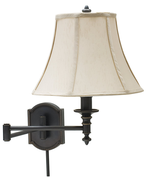 House Of Troy Wall Swing Arm Lamp - Elegant Light Fixture With Ies Diffuser And Stylish Fabric Shade For Soft Glow Oil Rubbed Bronze Metal Ws761-ob