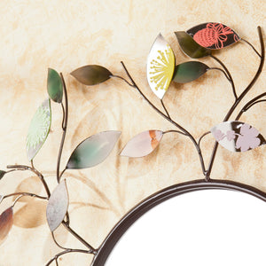 Safavieh Millara Sunburst Round Wall Mirror With Bronze Metal Branches And Hand-Painted Leaf Accents WS9811