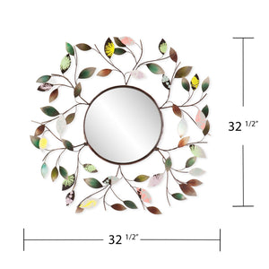 Safavieh Millara Sunburst Round Wall Mirror With Bronze Metal Branches And Hand-Painted Leaf Accents WS9811