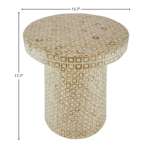 Lh Imports Waterlily Side Table - Luxurious Seashell Design With Gold Accents For Elegant Home Décor Upgrade White,Gold Seashells,Mdf Wtl033