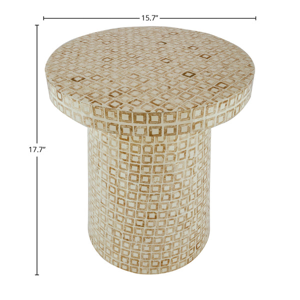 Lh Imports Waterlily Side Table - Luxurious Seashell Design With Gold Accents For Elegant Home Décor Upgrade White,Gold Seashells,Mdf Wtl033