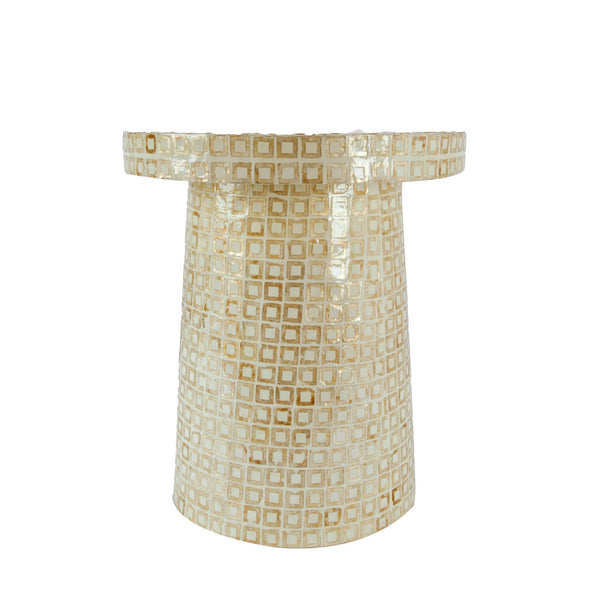 Lh Imports Waterlily Side Table - Luxurious Seashell Design With Gold Accents For Elegant Home Décor Upgrade White,Gold Seashells,Mdf Wtl033