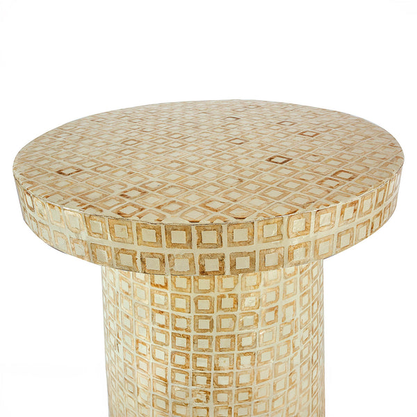 Lh Imports Waterlily Side Table - Luxurious Seashell Design With Gold Accents For Elegant Home Décor Upgrade White,Gold Seashells,Mdf Wtl033