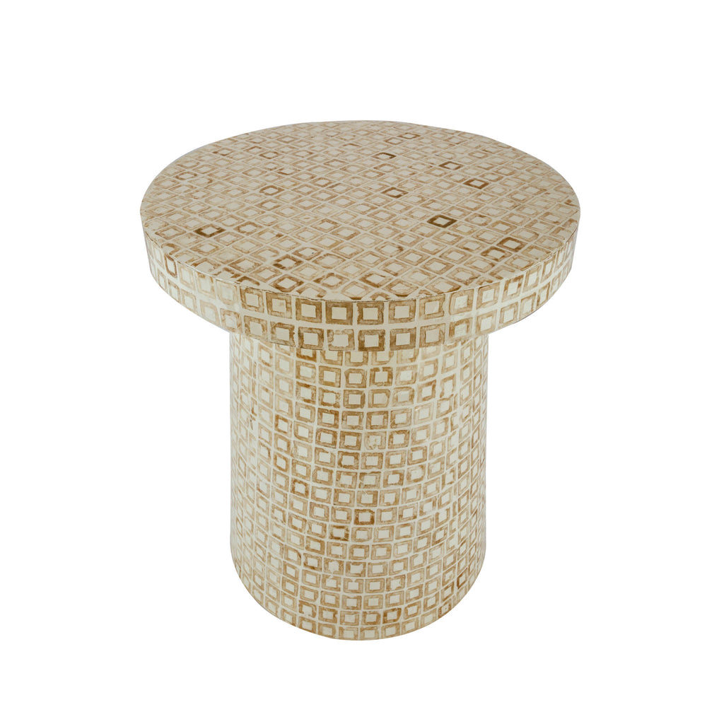 Lh Imports Waterlily Side Table - Luxurious Seashell Design With Gold Accents For Elegant Home Décor Upgrade White,Gold Seashells,Mdf Wtl033