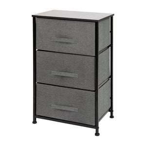 English Elm Harris 3 Drawer Vertical Dresser with Durable Cast Iron Frame and Easy-Pull Fabric Storage Drawers Gray Drawers/Black Frame WX-5L20-X-BK-GR-GG