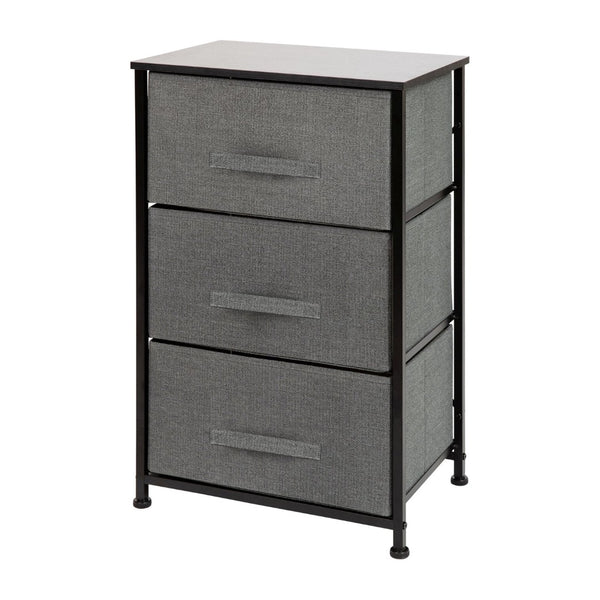 English Elm Harris 3 Drawer Vertical Dresser with Durable Cast Iron Frame and Easy-Pull Fabric Storage Drawers Gray Drawers/Black Frame WX-5L20-X-BK-GR-GG