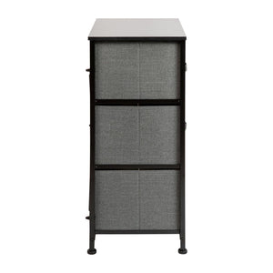 English Elm Harris 3 Drawer Vertical Dresser with Durable Cast Iron Frame and Easy-Pull Fabric Storage Drawers Gray Drawers/Black Frame WX-5L20-X-BK-GR-GG