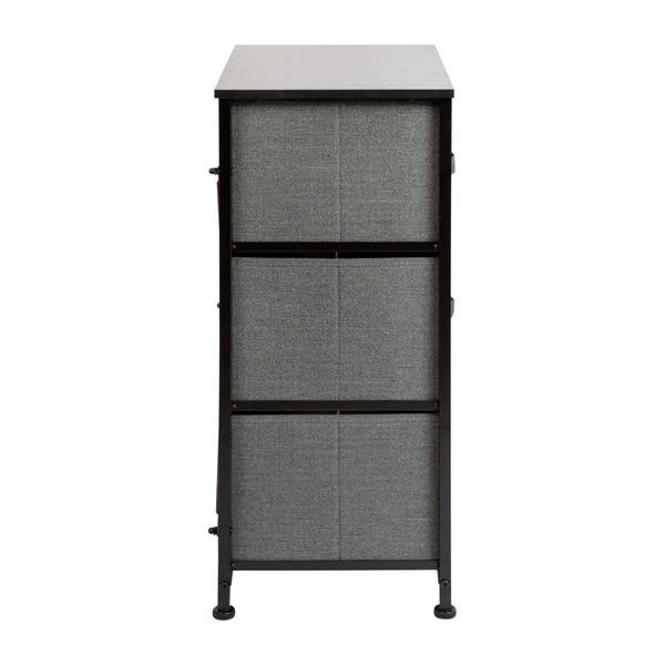 English Elm Harris 3 Drawer Vertical Dresser with Durable Cast Iron Frame and Easy-Pull Fabric Storage Drawers Gray Drawers/Black Frame WX-5L20-X-BK-GR-GG