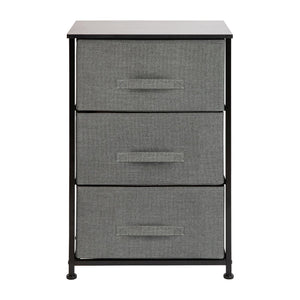 English Elm Harris 3 Drawer Vertical Dresser with Durable Cast Iron Frame and Easy-Pull Fabric Storage Drawers Gray Drawers/Black Frame WX-5L20-X-BK-GR-GG