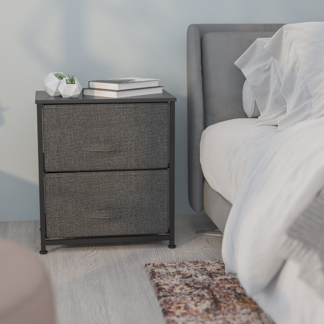 Harris 2 Drawer Nightstand Organizer with Durable Wood Top and Sturdy