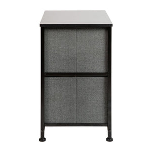 English Elm Harris 2 Drawer Nightstand Organizer with Durable Wood Top and Sturdy Cast Iron Frame for Compact Spaces Gray Drawers/Black Frame WX-5L200-BK-GR-GG