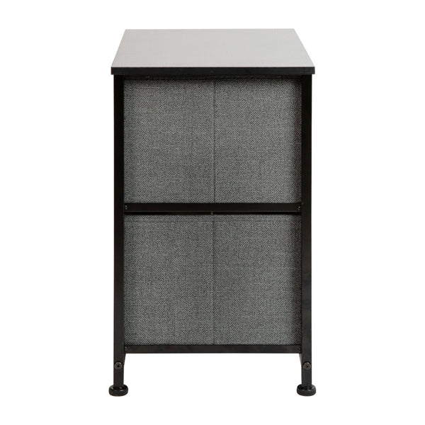 English Elm Harris 2 Drawer Nightstand Organizer with Durable Wood Top and Sturdy Cast Iron Frame for Compact Spaces Gray Drawers/Black Frame WX-5L200-BK-GR-GG