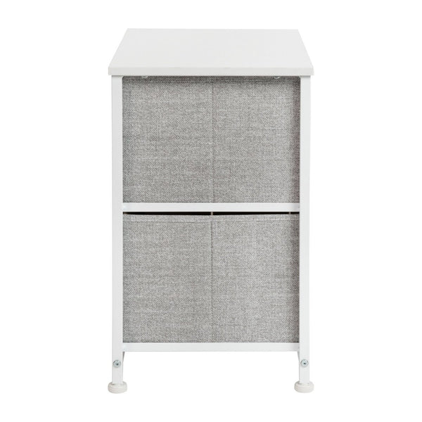 English Elm Harris 2 Drawer Nightstand Organizer with Durable Wood Top and Sturdy Cast Iron Frame for Compact Spaces Gray Drawers/White Frame WX-5L200-WH-GR-GG