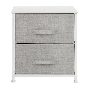 English Elm Harris 2 Drawer Nightstand Organizer with Durable Wood Top and Sturdy Cast Iron Frame for Compact Spaces Gray Drawers/White Frame WX-5L200-WH-GR-GG