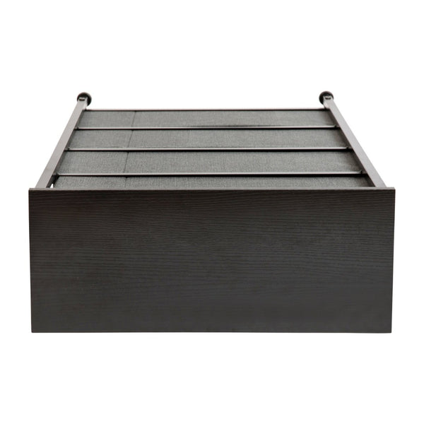 English Elm Harris 4-Drawer Slim Storage Tower with Wood Top & Black Iron Frame – Compact Nightstand Solution WX-5L203-BK-GR-GG