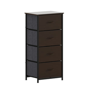 English Elm Harris 4 Drawer Vertical Dresser - Stylish Industrial Storage Solution for Compact Spaces and Decor Brown Drawers/Black Frame WX-5L203-MDF-BK-BR-GG