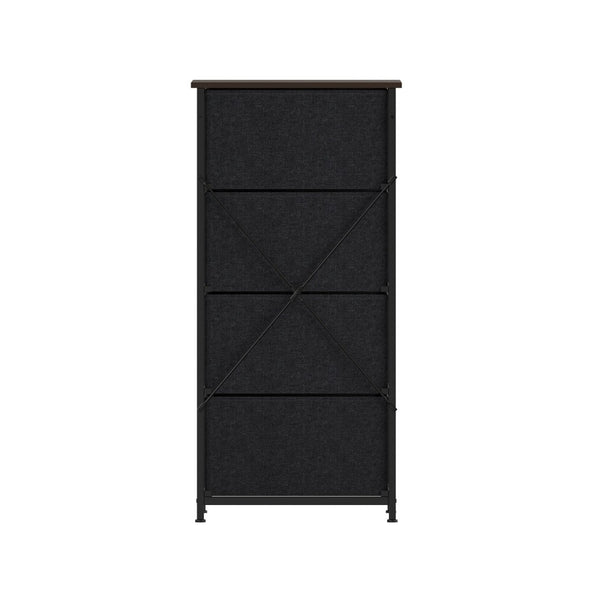 English Elm Harris 4 Drawer Vertical Dresser - Stylish Industrial Storage Solution for Compact Spaces and Decor Brown Drawers/Black Frame WX-5L203-MDF-BK-BR-GG