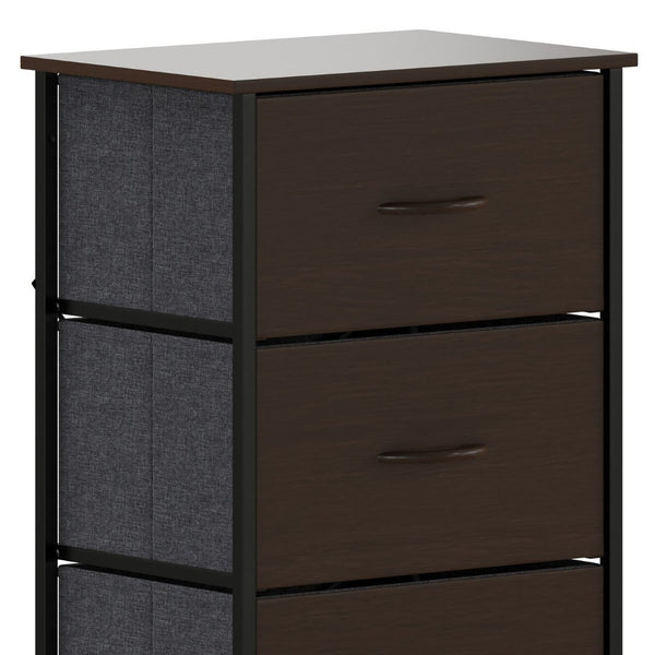 English Elm Harris 4 Drawer Vertical Dresser - Stylish Industrial Storage Solution for Compact Spaces and Decor Brown Drawers/Black Frame WX-5L203-MDF-BK-BR-GG