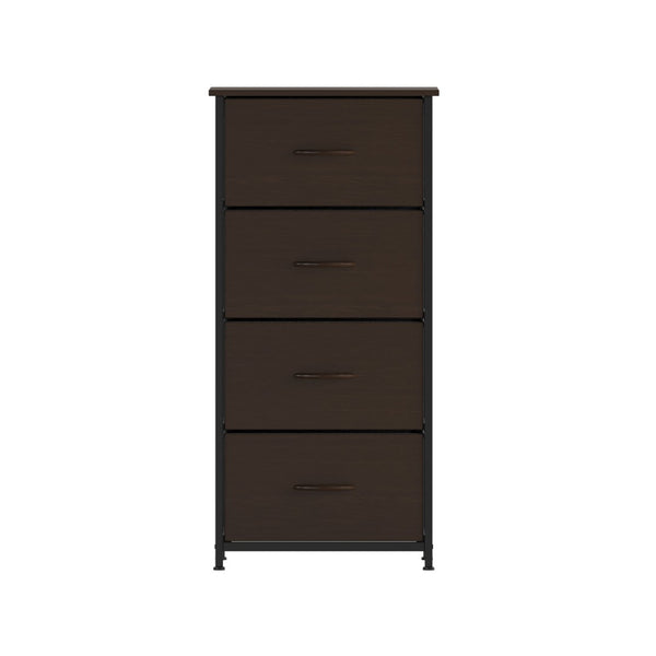 English Elm Harris 4 Drawer Vertical Dresser - Stylish Industrial Storage Solution for Compact Spaces and Decor Brown Drawers/Black Frame WX-5L203-MDF-BK-BR-GG