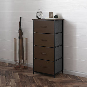 English Elm Harris 4 Drawer Vertical Dresser - Stylish Industrial Storage Solution for Compact Spaces and Decor Brown Drawers/Black Frame WX-5L203-MDF-BK-BR-GG