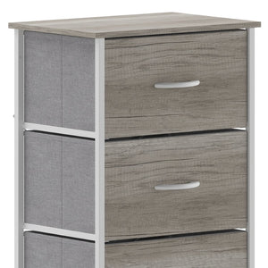 English Elm Harris 4 Drawer Vertical Dresser - Stylish Industrial Storage Solution for Compact Spaces and Decor Light Natural Drawers/White Frame WX-5L203-MDF-WHT-LNT-GG