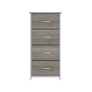 English Elm Harris 4 Drawer Vertical Dresser - Stylish Industrial Storage Solution for Compact Spaces and Decor Light Natural Drawers/White Frame WX-5L203-MDF-WHT-LNT-GG