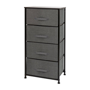 English Elm Harris 4-Drawer Vertical Storage Dresser with Durable Wood Top & Easy-Pull Fabric for Every Space Gray Drawers/Black Frame WX-5L203-X-BK-GR-GG
