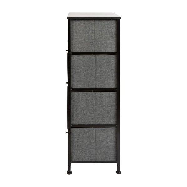 English Elm Harris 4-Drawer Vertical Storage Dresser with Durable Wood Top & Easy-Pull Fabric for Every Space Gray Drawers/Black Frame WX-5L203-X-BK-GR-GG