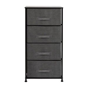 English Elm Harris 4-Drawer Vertical Storage Dresser with Durable Wood Top & Easy-Pull Fabric for Every Space Gray Drawers/Black Frame WX-5L203-X-BK-GR-GG
