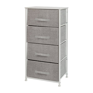 English Elm Harris 4-Drawer Vertical Storage Dresser with Durable Wood Top & Easy-Pull Fabric for Every Space Gray Drawers/White Frame WX-5L203-X-WH-GR-GG