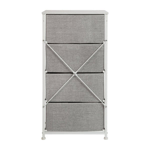 English Elm Harris 4-Drawer Vertical Storage Dresser with Durable Wood Top & Easy-Pull Fabric for Every Space Gray Drawers/White Frame WX-5L203-X-WH-GR-GG
