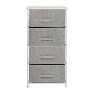 English Elm Harris 4-Drawer Vertical Storage Dresser with Durable Wood Top & Easy-Pull Fabric for Every Space Gray Drawers/White Frame WX-5L203-X-WH-GR-GG