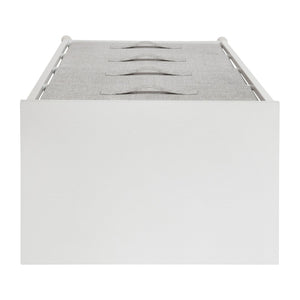 English Elm Harris 4-Drawer Vertical Storage Dresser with Durable Wood Top & Easy-Pull Fabric for Every Space Gray Drawers/White Frame WX-5L203-X-WH-GR-GG