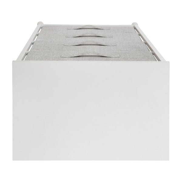 English Elm Harris 4-Drawer Vertical Storage Dresser with Durable Wood Top & Easy-Pull Fabric for Every Space Gray Drawers/White Frame WX-5L203-X-WH-GR-GG