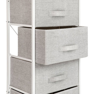 English Elm Harris 4-Drawer Vertical Storage Dresser with Durable Wood Top & Easy-Pull Fabric for Every Space Gray Drawers/White Frame WX-5L203-X-WH-GR-GG
