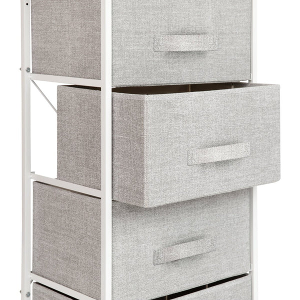 English Elm Harris 4-Drawer Vertical Storage Dresser with Durable Wood Top & Easy-Pull Fabric for Every Space Gray Drawers/White Frame WX-5L203-X-WH-GR-GG