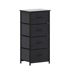 English Elm Harris 4-Drawer Vertical Storage Dresser - Stylish Industrial Design with Easy-Pull Fabric Drawers Black Drawers/Black Frame WX-5L203L-W-BK-BK-GG