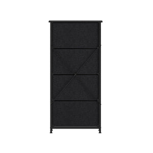 English Elm Harris 4-Drawer Vertical Storage Dresser - Stylish Industrial Design with Easy-Pull Fabric Drawers Black Drawers/Black Frame WX-5L203L-W-BK-BK-GG