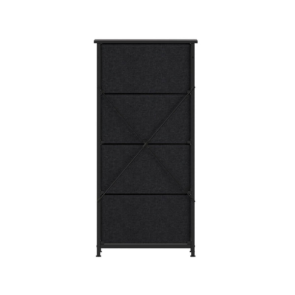 English Elm Harris 4-Drawer Vertical Storage Dresser - Stylish Industrial Design with Easy-Pull Fabric Drawers Black Drawers/Black Frame WX-5L203L-W-BK-BK-GG