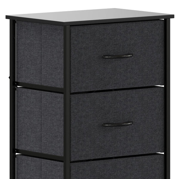 English Elm Harris 4-Drawer Vertical Storage Dresser - Stylish Industrial Design with Easy-Pull Fabric Drawers Black Drawers/Black Frame WX-5L203L-W-BK-BK-GG