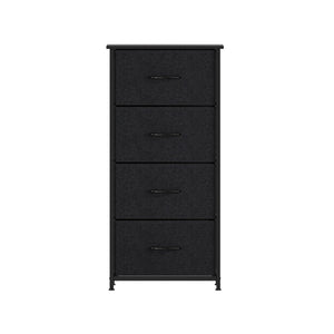 English Elm Harris 4-Drawer Vertical Storage Dresser - Stylish Industrial Design with Easy-Pull Fabric Drawers Black Drawers/Black Frame WX-5L203L-W-BK-BK-GG