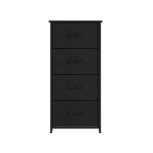 English Elm Harris 4-Drawer Vertical Storage Dresser - Stylish Industrial Design with Easy-Pull Fabric Drawers Black Drawers/Black Frame WX-5L203L-W-BK-BK-GG