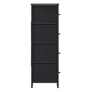 English Elm Harris 4-Drawer Vertical Storage Dresser - Stylish Industrial Design with Easy-Pull Fabric Drawers Black Drawers/Black Frame WX-5L203L-W-BK-BK-GG