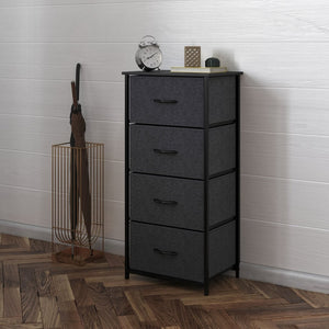 English Elm Harris 4-Drawer Vertical Storage Dresser - Stylish Industrial Design with Easy-Pull Fabric Drawers Black Drawers/Black Frame WX-5L203L-W-BK-BK-GG