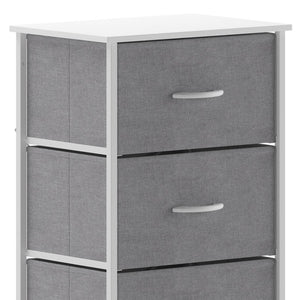 English Elm Harris 4-Drawer Vertical Storage Dresser - Stylish Industrial Design with Easy-Pull Fabric Drawers Gray Drawers/White Frame WX-5L203L-W-WH-GR-GG