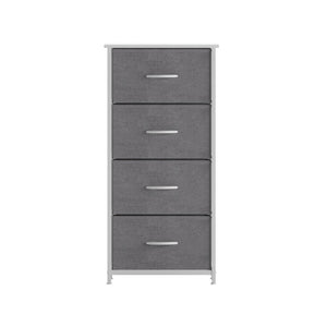 English Elm Harris 4-Drawer Vertical Storage Dresser - Stylish Industrial Design with Easy-Pull Fabric Drawers Gray Drawers/White Frame WX-5L203L-W-WH-GR-GG
